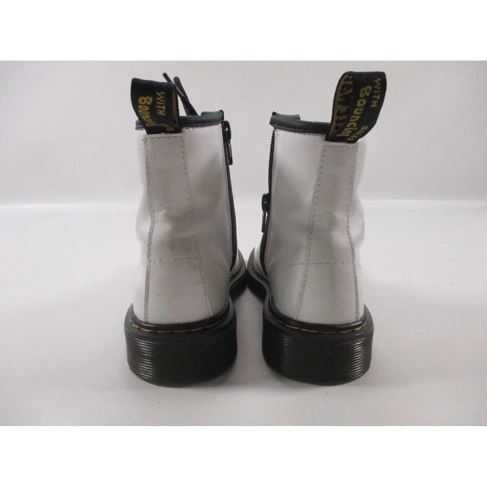 Dr.‎ Martens Kids 1460 J White Leather Combat Side Zip Boots Size US 3